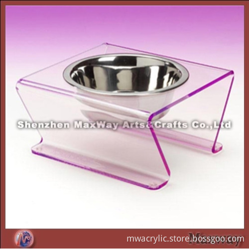Home Freestanding Bent Acrylic Pet Bowl Stand Rack